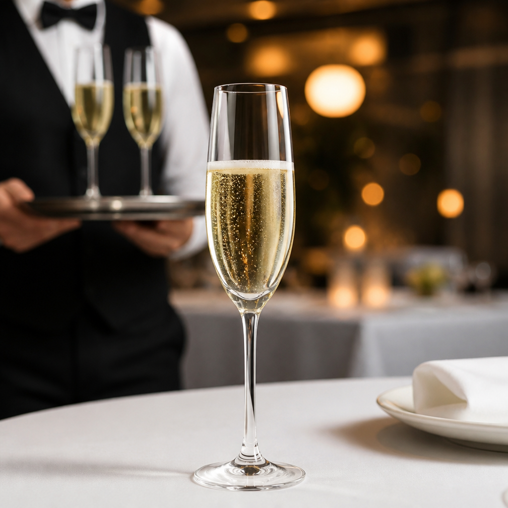 Glass Tulip Champagne Flutes 240ml for Elegant Serving (Pack of 24)