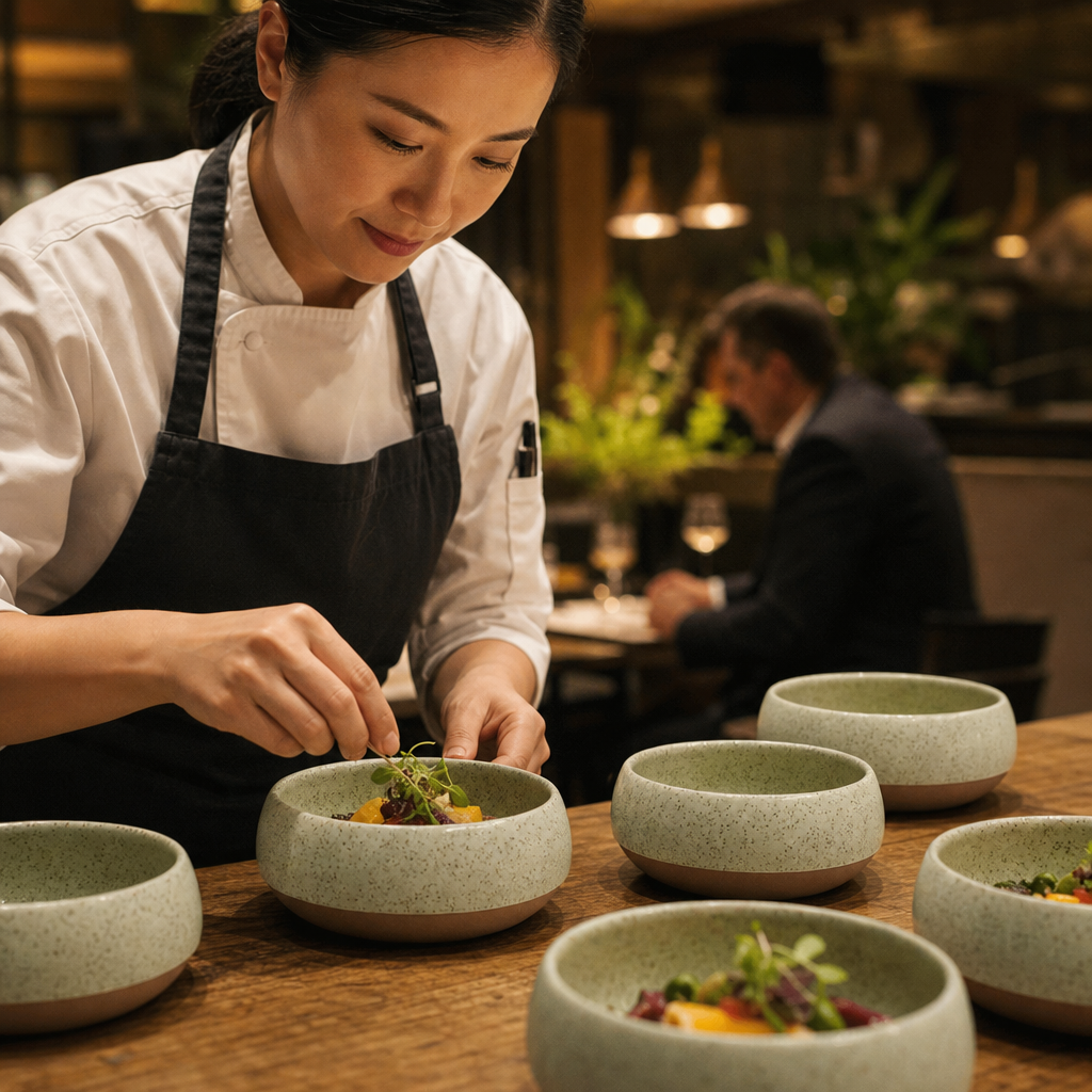 Deep Bowls 120mm Green Vitrified Stoneware for Dining (Pack of 12)