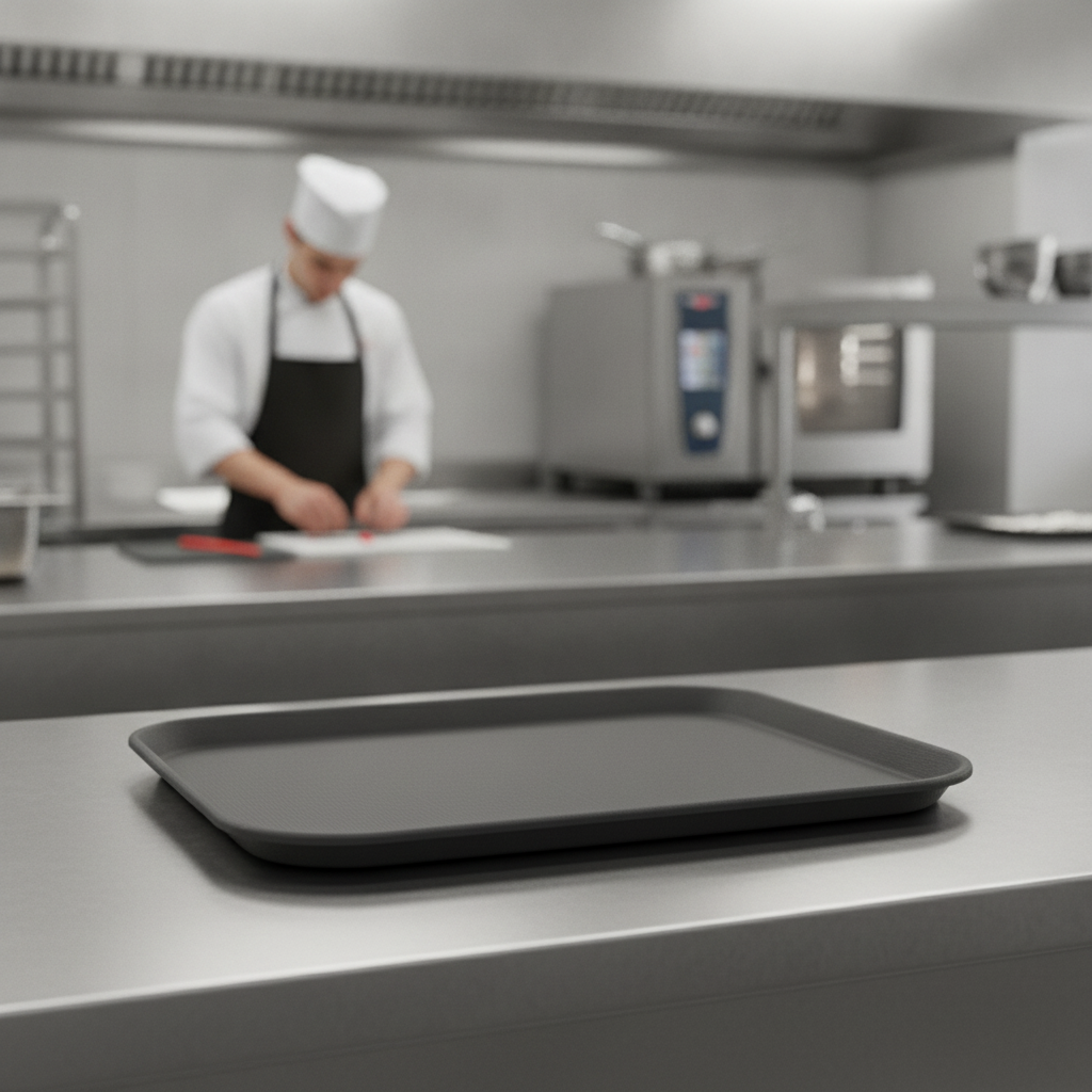 Polypropylene Rectangular Non-Slip Tray Black 356x457mm for Catering & Hospitality