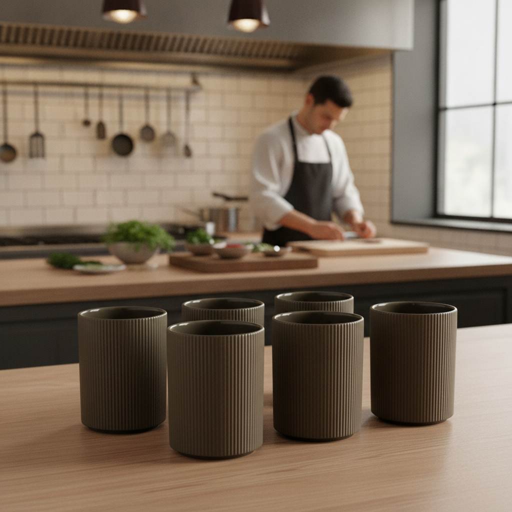 Porcelain Dressing Pot 1.3L in Brown for Catering & Hospitality (Pack of 6)