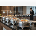 304 Stainless Steel Round Chafer 6L for Buffet Use