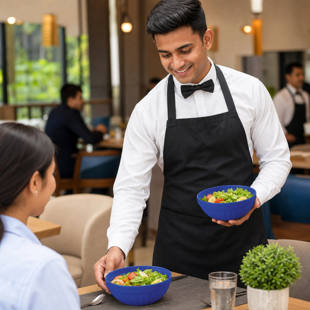 Polypropylene Bowls 218ml Blue Ceramic for Schools & Institutions (Pack of 12)