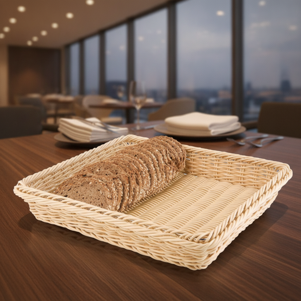 Wicker Natural Rattan Basket 1/2 GN for Serving Breads