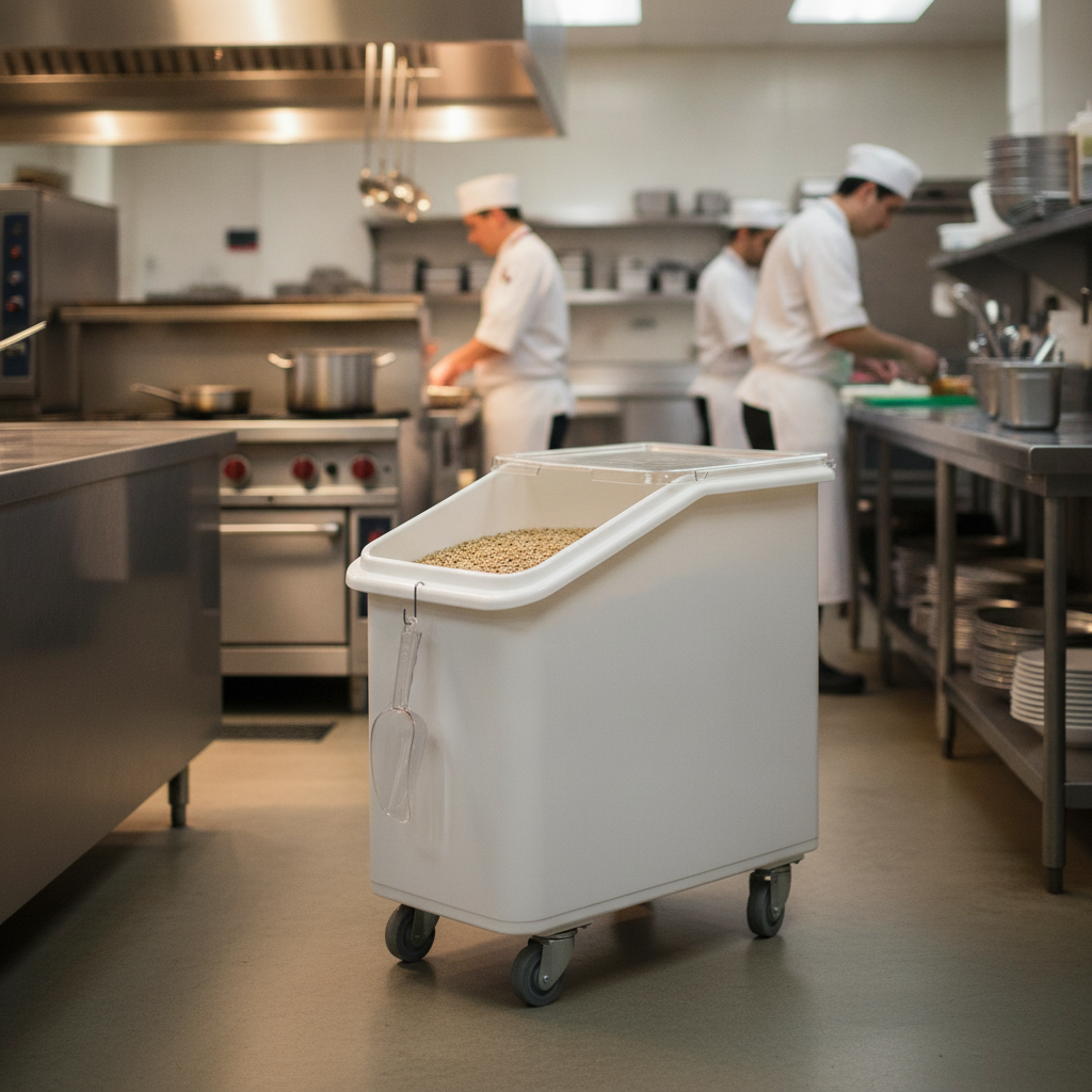 Polyethylene Mobile Ingredient Bin 102L for Kitchen Use