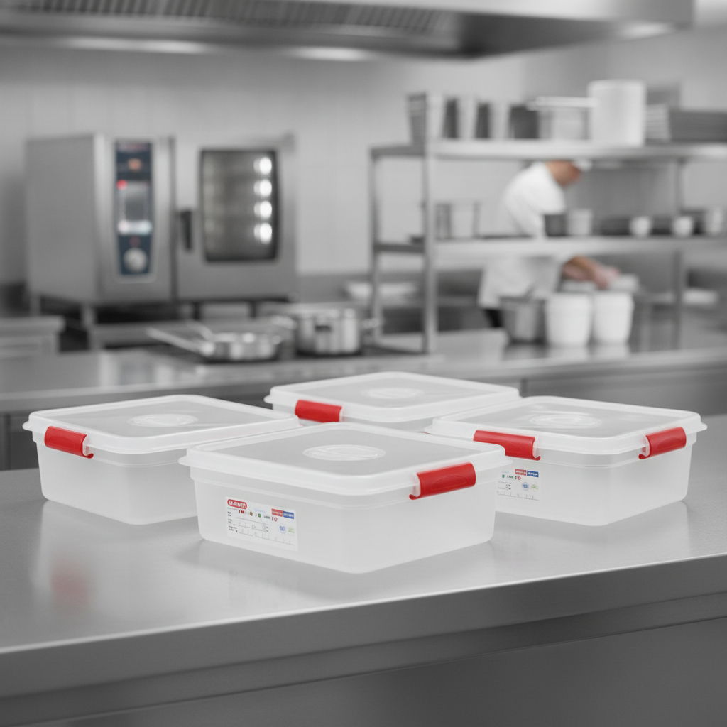 Polypropylene 4L Gastronorm Food Containers for Professional Kitchens (Pack of 4)