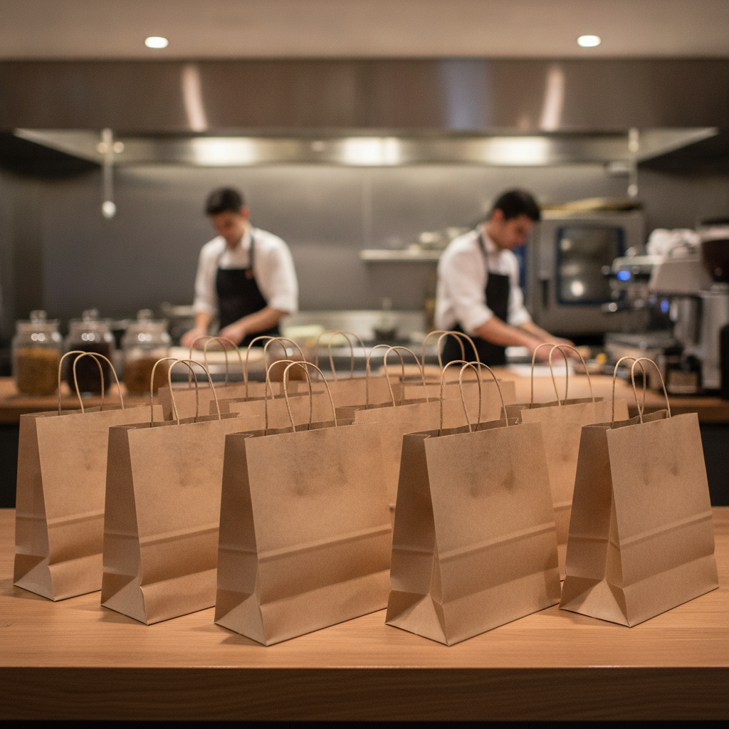 Brown Paper Carrier Bags Medium for Eco-Friendly Shopping (Pack of 250)