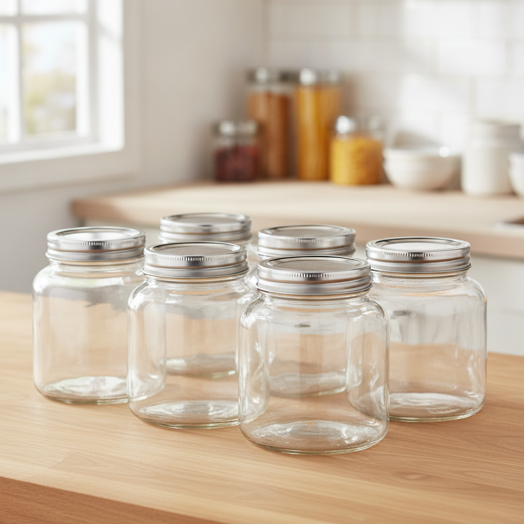 Glass Screw Top Preserving Jar 330ml for Home & Kitchen (Pack of 6)