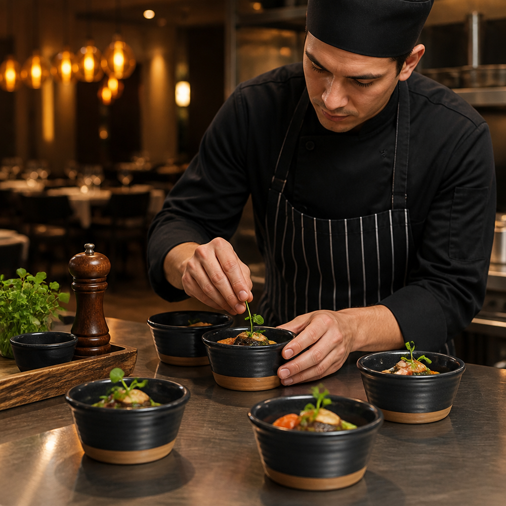 Ramekins 90mm Black Stoneware for Rustic Table Settings (Pack of 6)