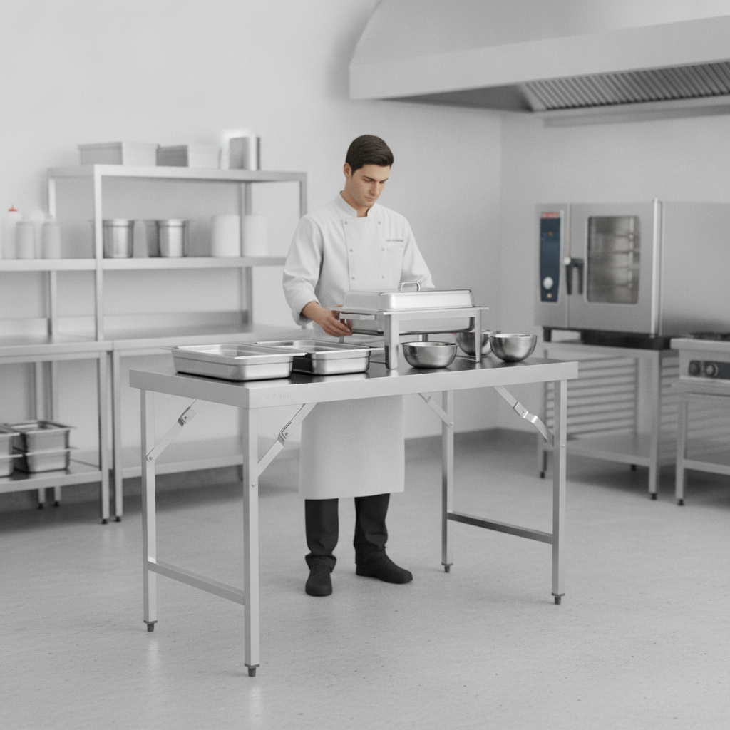 Stainless Steel Folding Table 1200x600mm for Catering & Events