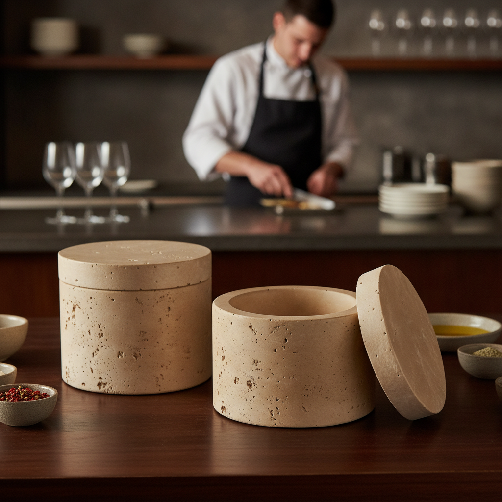 Stone Concrete Box 60mm for Serving Dips & Spices (Pack of 2)
