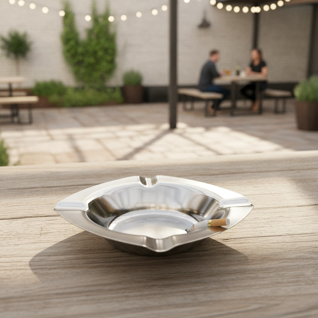 Stainless Steel Ashtray 121x121mm for Pub Gardens