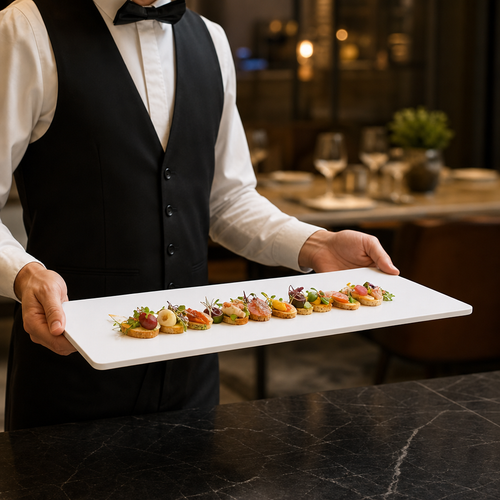 Buffet Trays GN 2/4 White Melamine for Catering Events (Pack of 4)