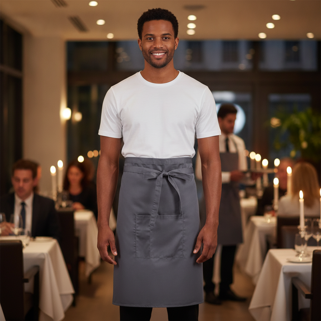 Polycotton Charcoal Bistro Apron for Front of House Service