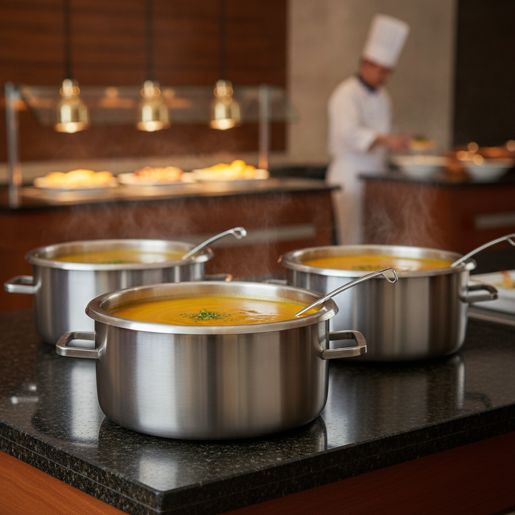 Brushed Stainless Steel Round Soup Chafer 5.2L for Buffets