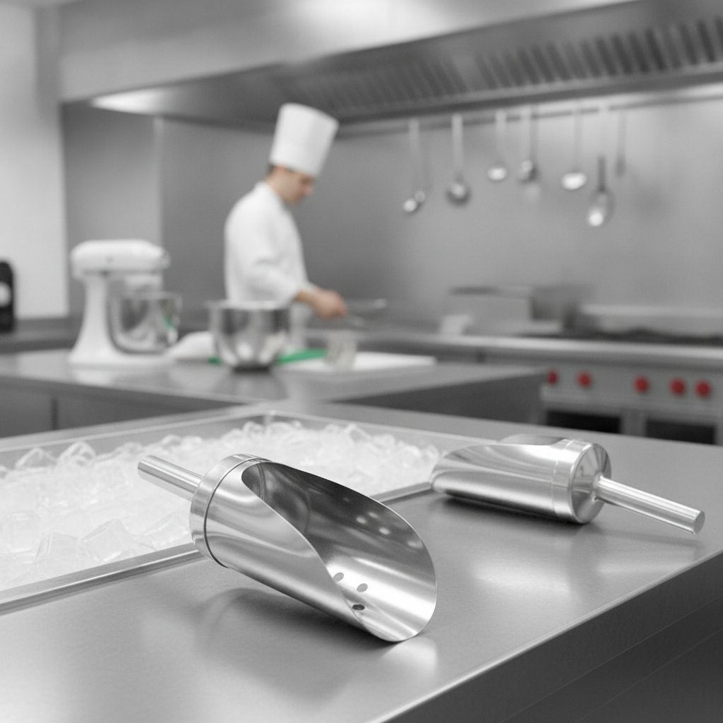 Stainless Steel Ice Scoop with Perforations 190mm for Bars & Pubs