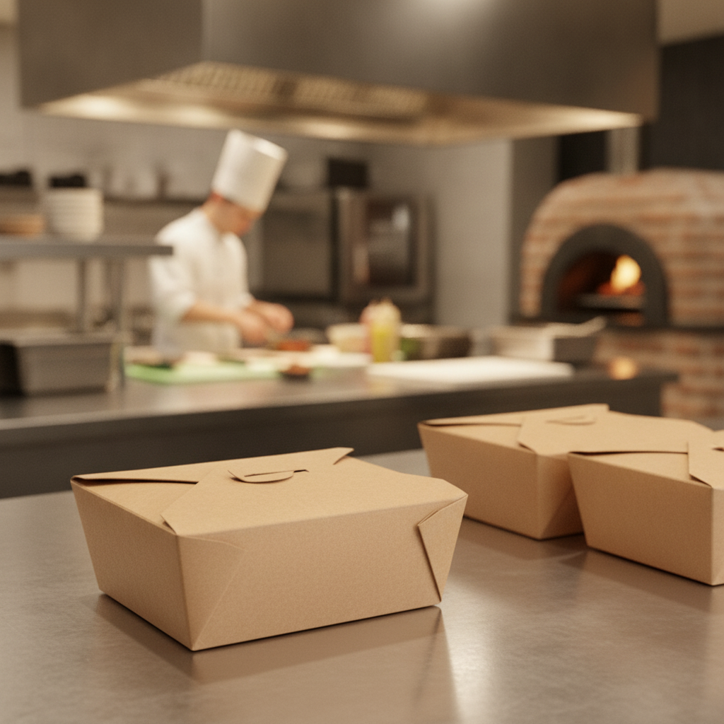 Compostable Cardboard Food Cartons 1200ml for Takeaway Services (Pack of 200)