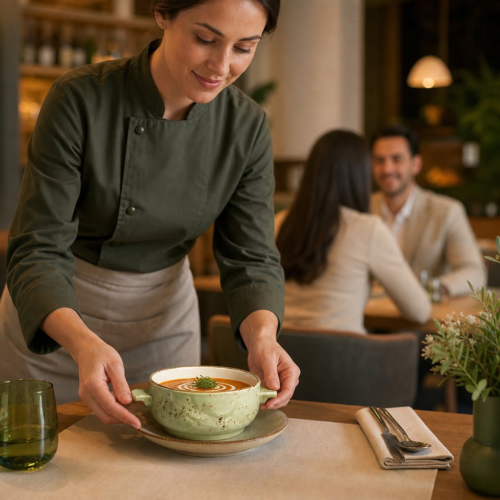 Alumina Soup Casserole Bowl 425ml Green Vitrified Ceramic for Casual Cafés (Pack of 6)