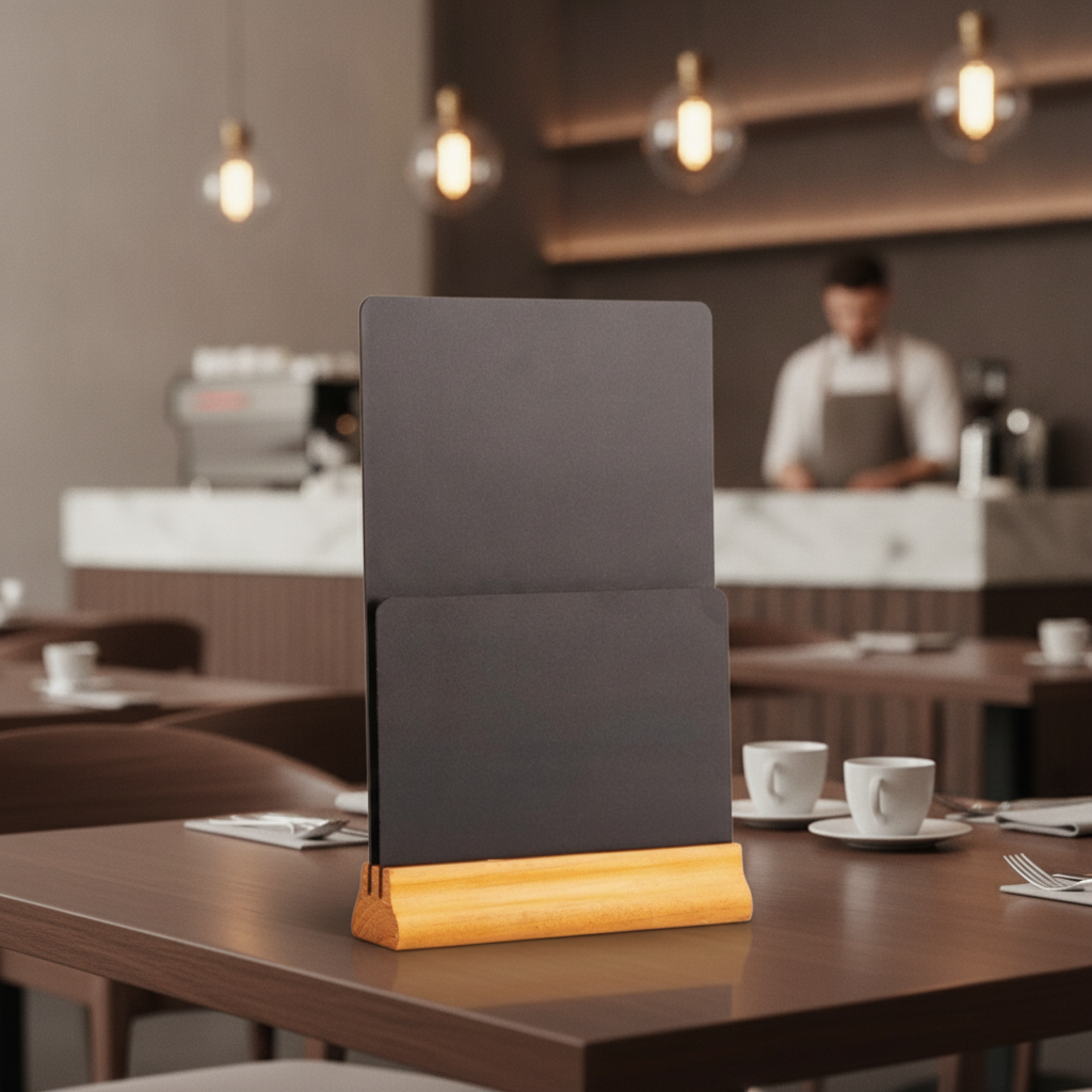 Wood Holder with Double Blackboard for Tabletop Use