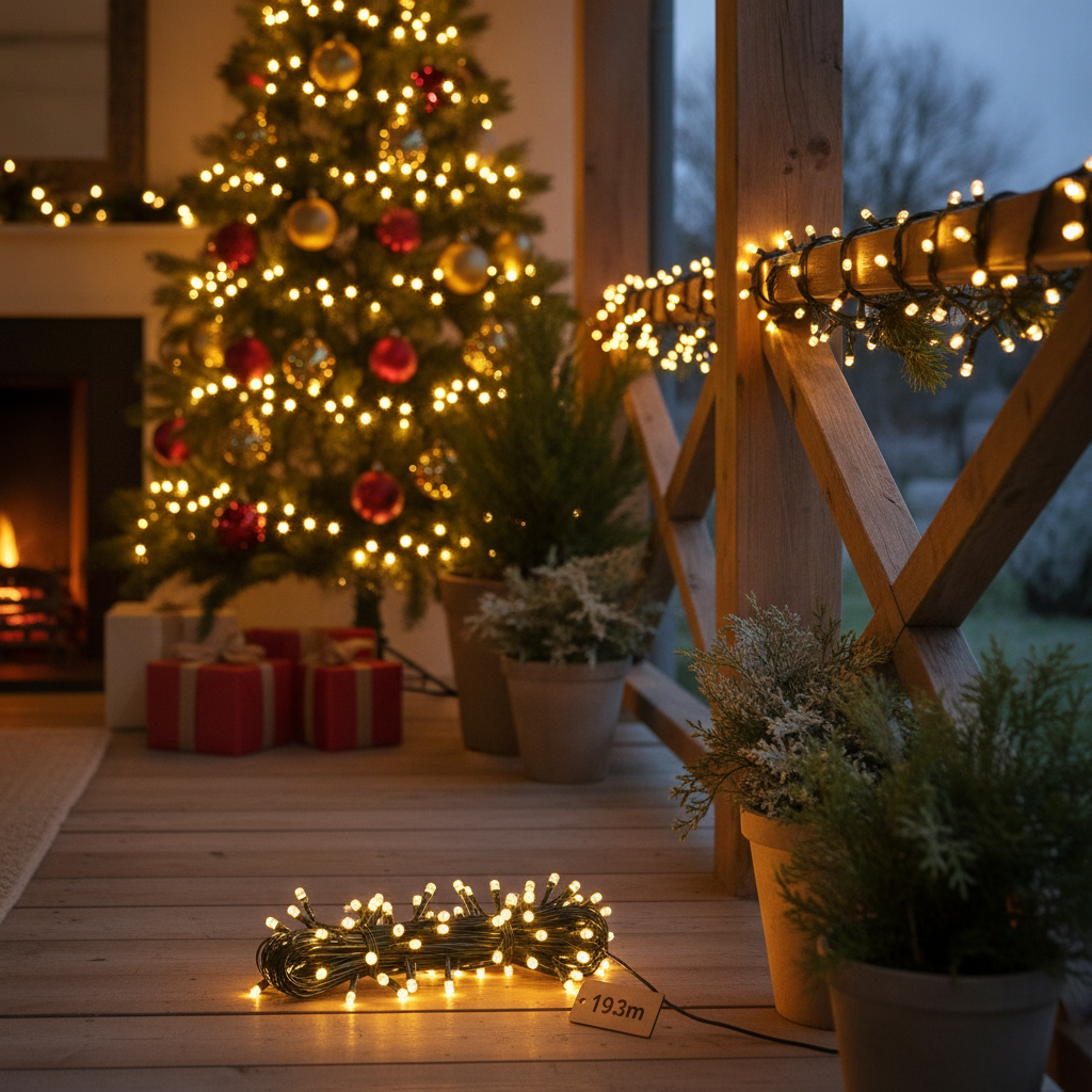 Warm White LED Indoor/Outdoor String Lights 19.3m for Festive Decor