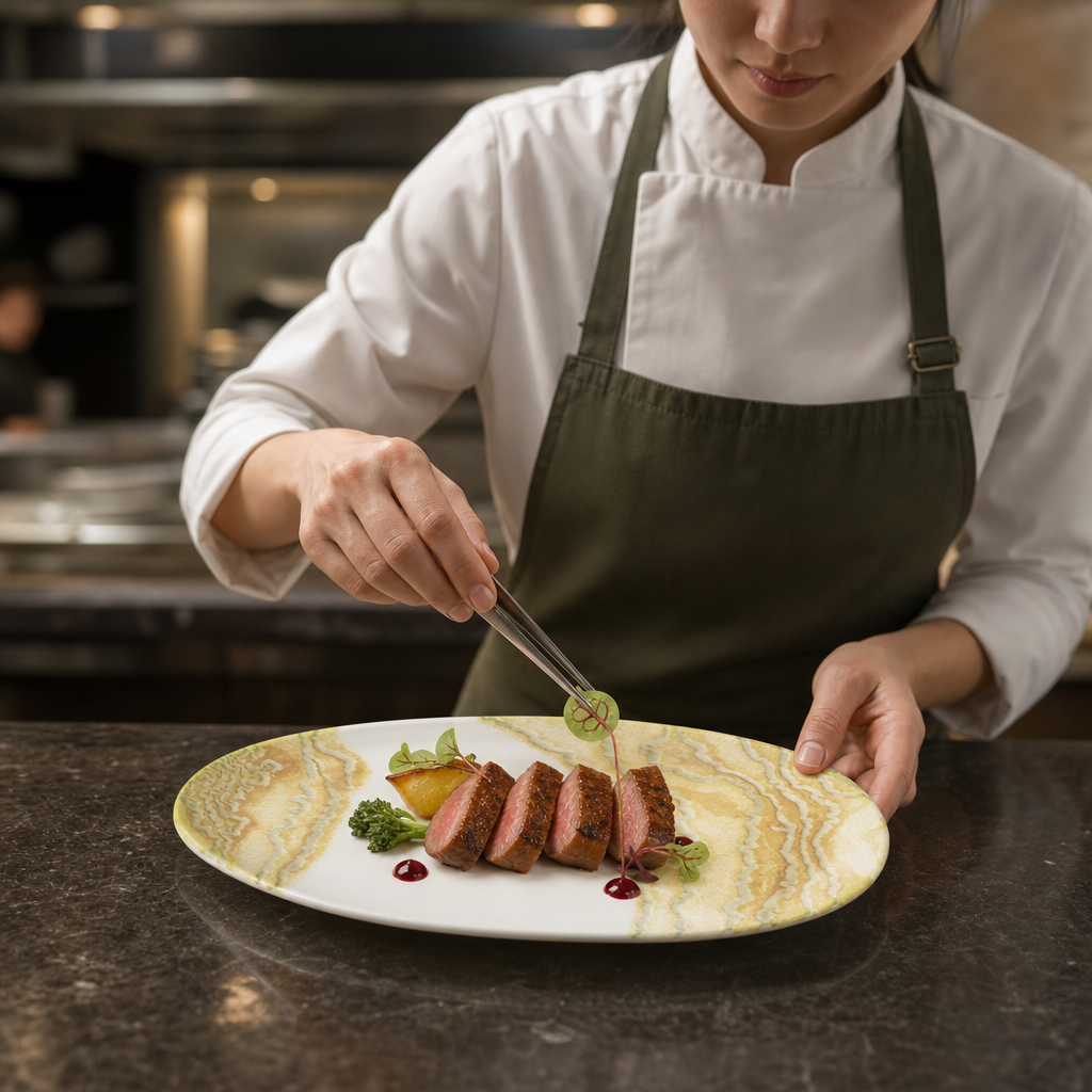 Organic Platters 220x130mm Gold Ceramic for Modern Hospitality (Pack of 6)
