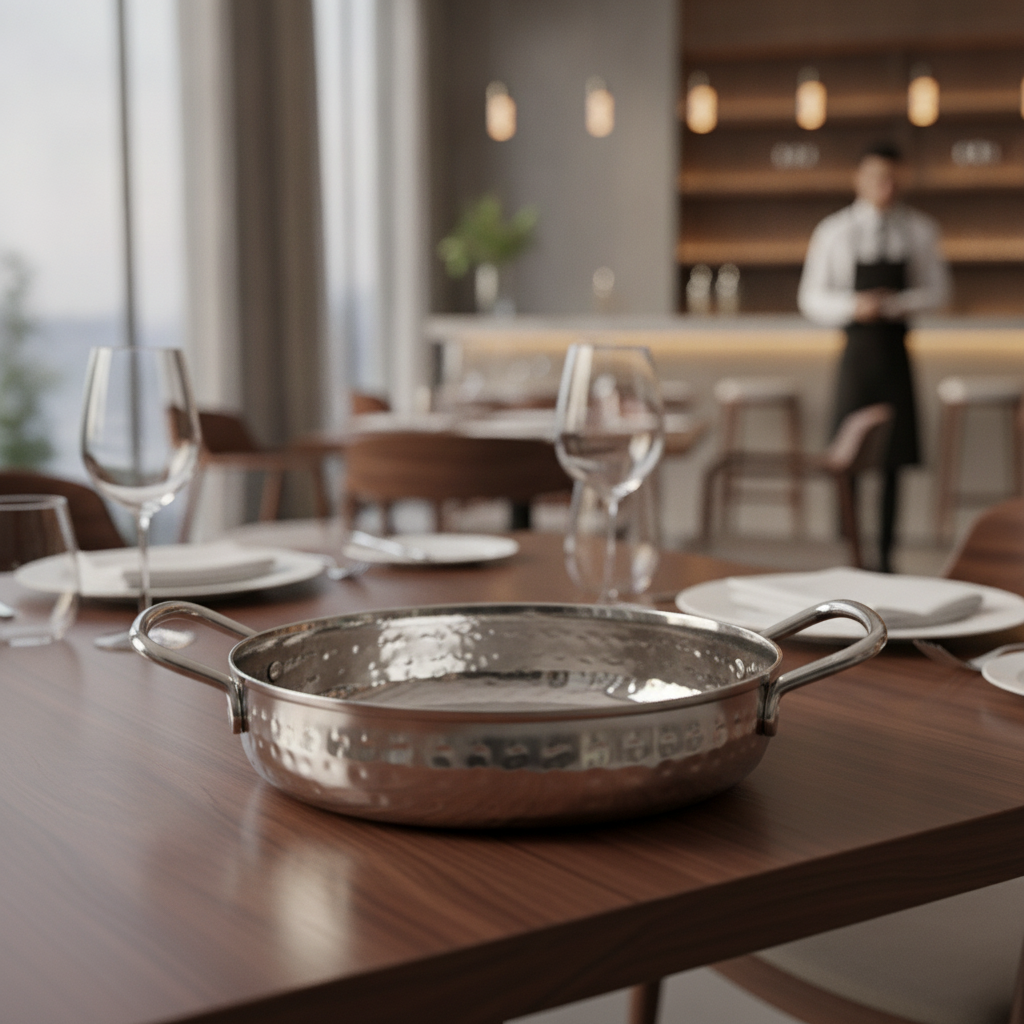 Stainless Steel Hammered Handled Dish 150mm for Serving