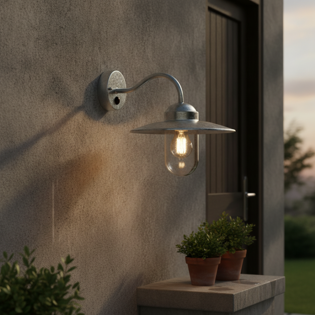 Galvanised Steel Outdoor Wall Light with Sensor for Patios & Entrances