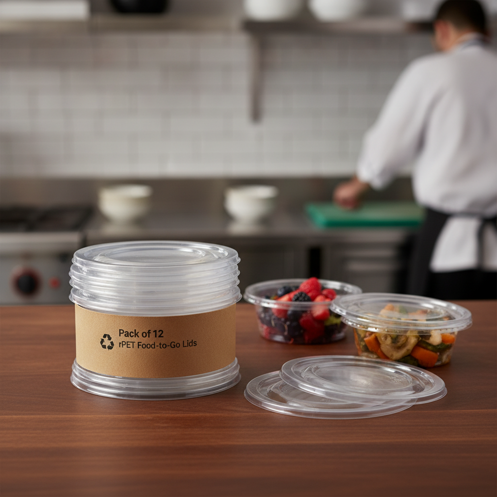 Clear rPET Deli Pot Lids for Food-to-Go (Pack of 12)