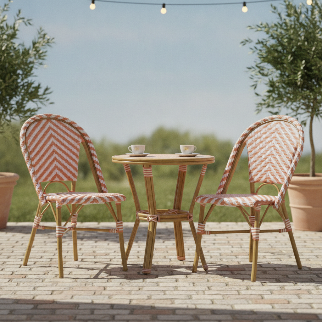 Aluminium & PE Wicker Coral Rattan Side Chairs 890mm for Outdoor Use (Pack of 2)