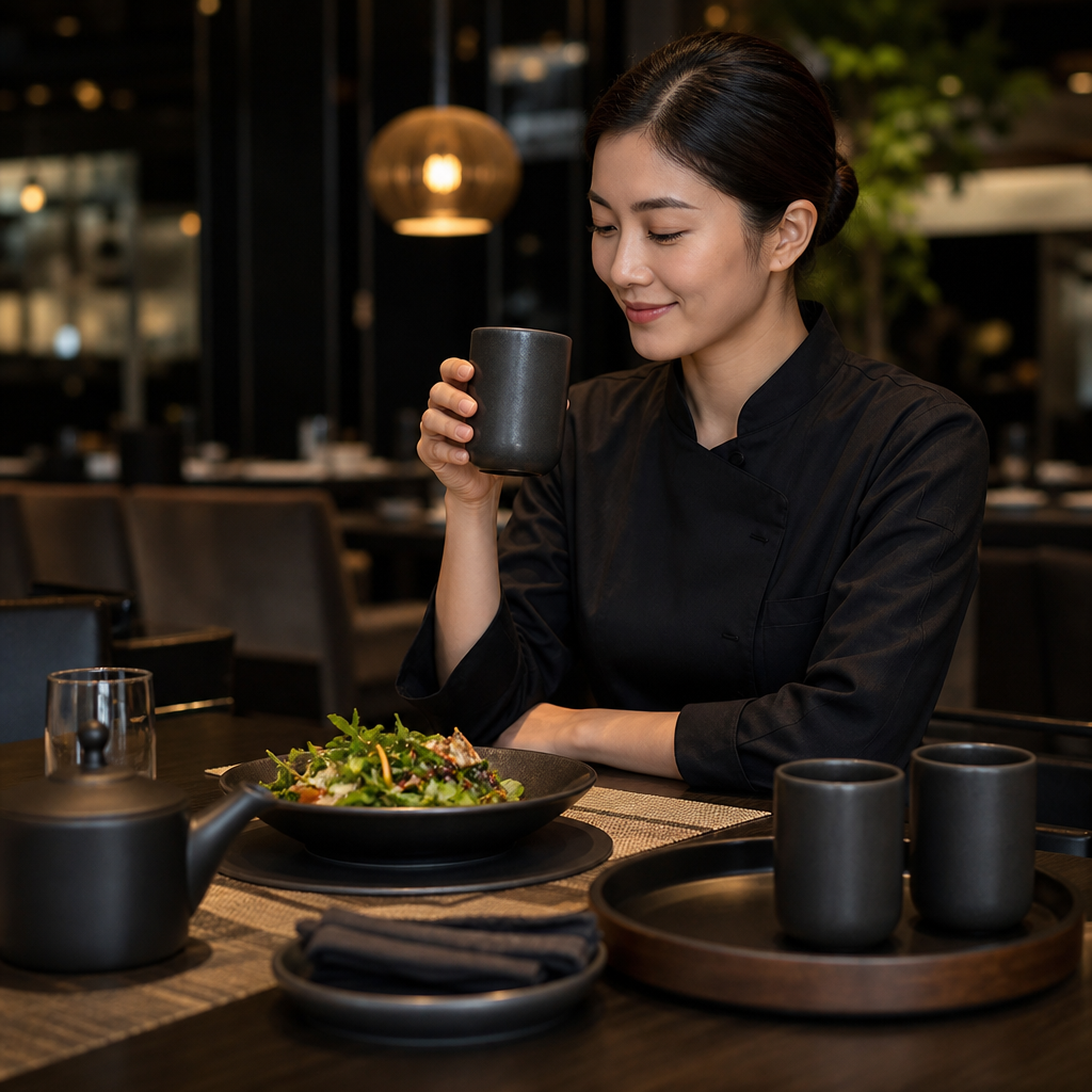 Handleless Mugs 380ml Black Stoneware for Coffee & Tea Service (Pack of 6)