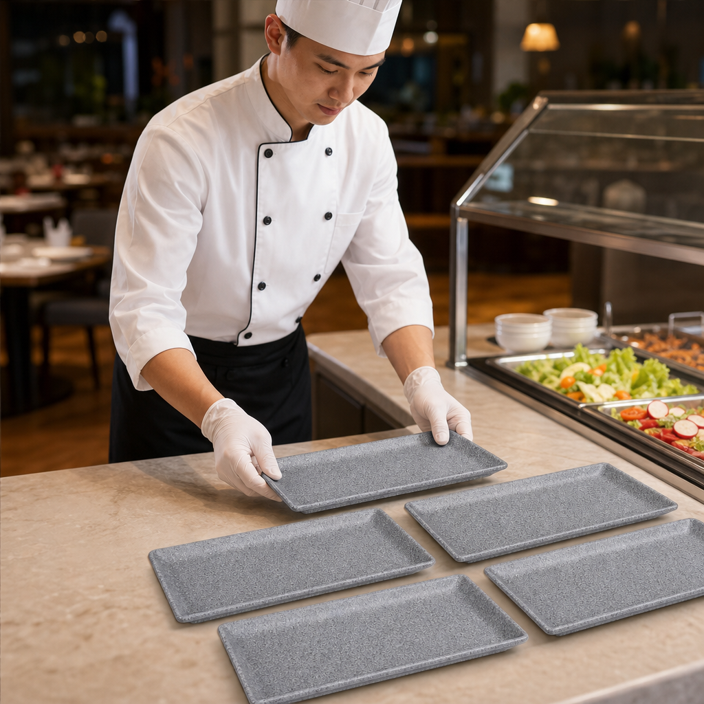 Rectangular Trays 300mm Melamine for Buffets (Pack of 6)