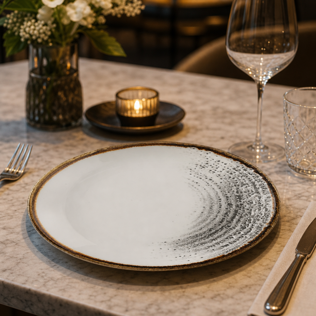Coupe Plates Grey Grey Vitrified Ceramic for Elegant Dining (Pack of 12)