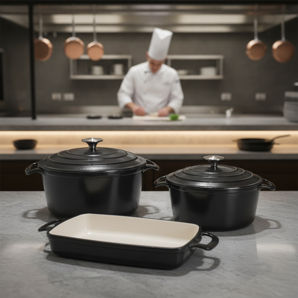 Cast Iron Casserole Dish Set 3-Piece for Family Meals