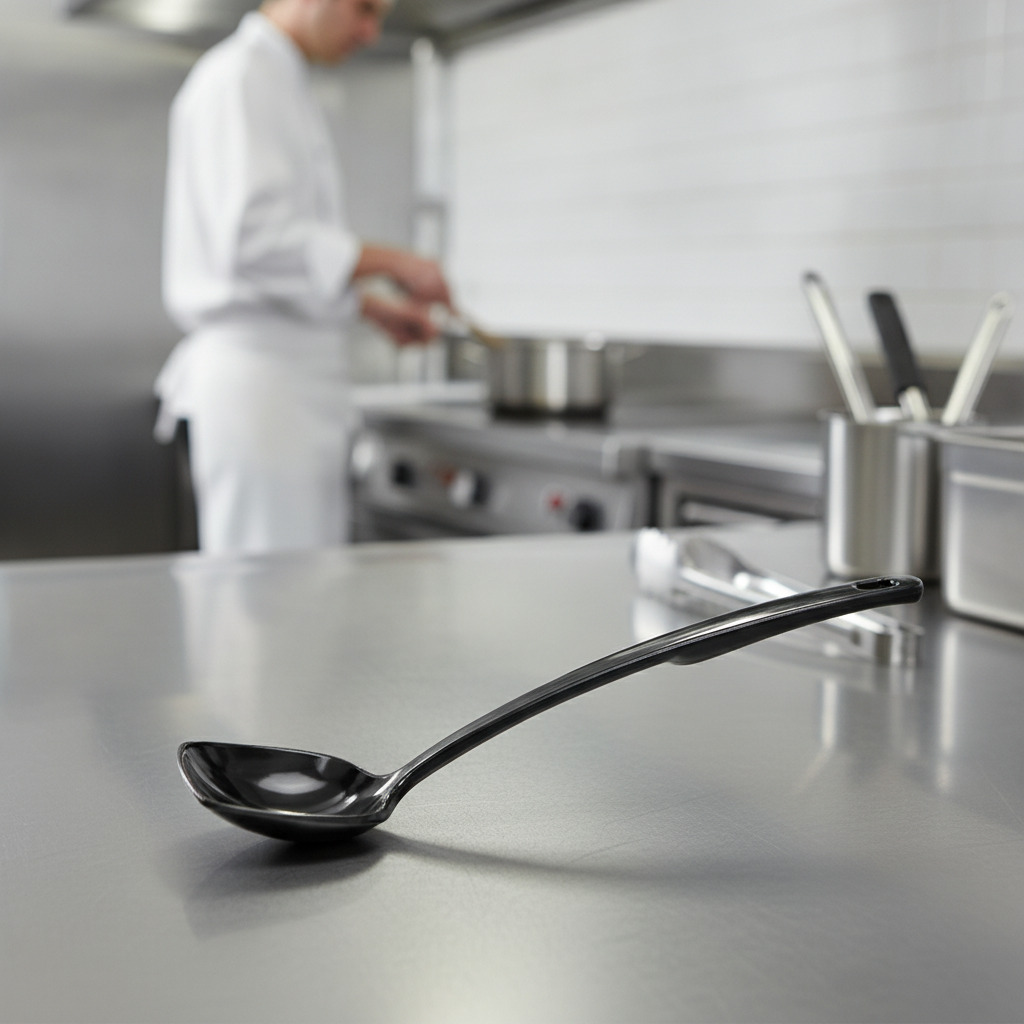 Melamine Long Black Serving Spoon 255mm for Food Service