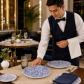 Coupe Plates Legacy Blue Porcelain for Casual Dining (Pack of 12)