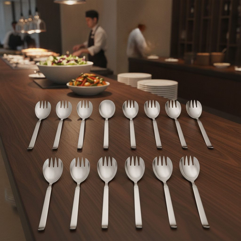 18/10 Stainless Steel Large Salad Serving Forks for Buffet Settings (Pack of 12)