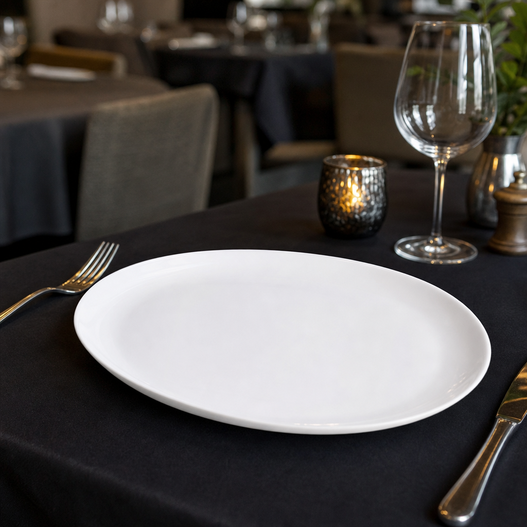 Oval Plates 300mm White Porcelain for Catering Environments (Pack of 18)
