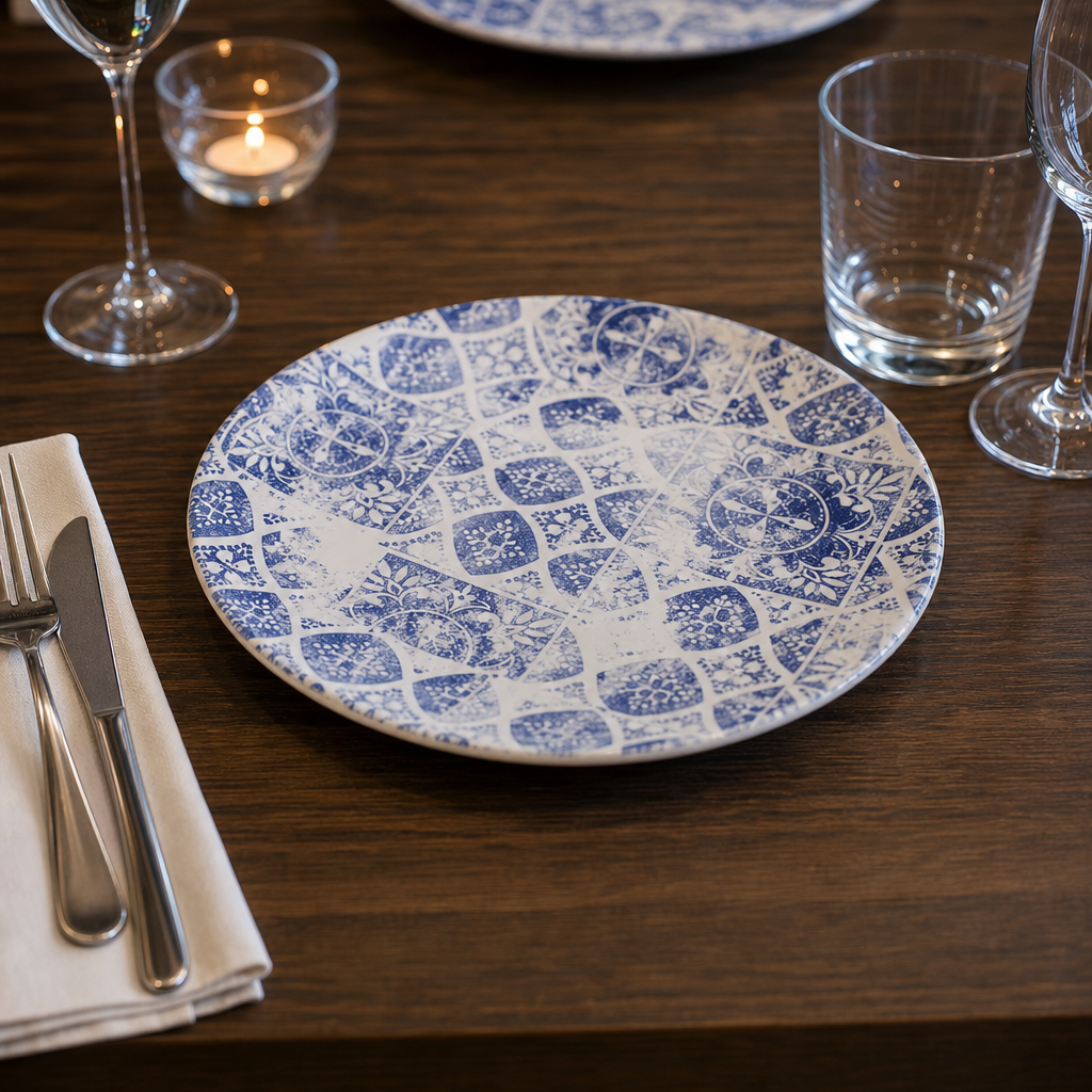 Coupe Plates 200mm Blue Ceramic for Dining & Entertaining (Pack of 12)