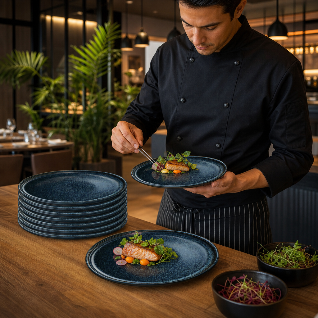 Vitrified Stack Plates 230mm China for Serving and Presentation (Pack of 12)