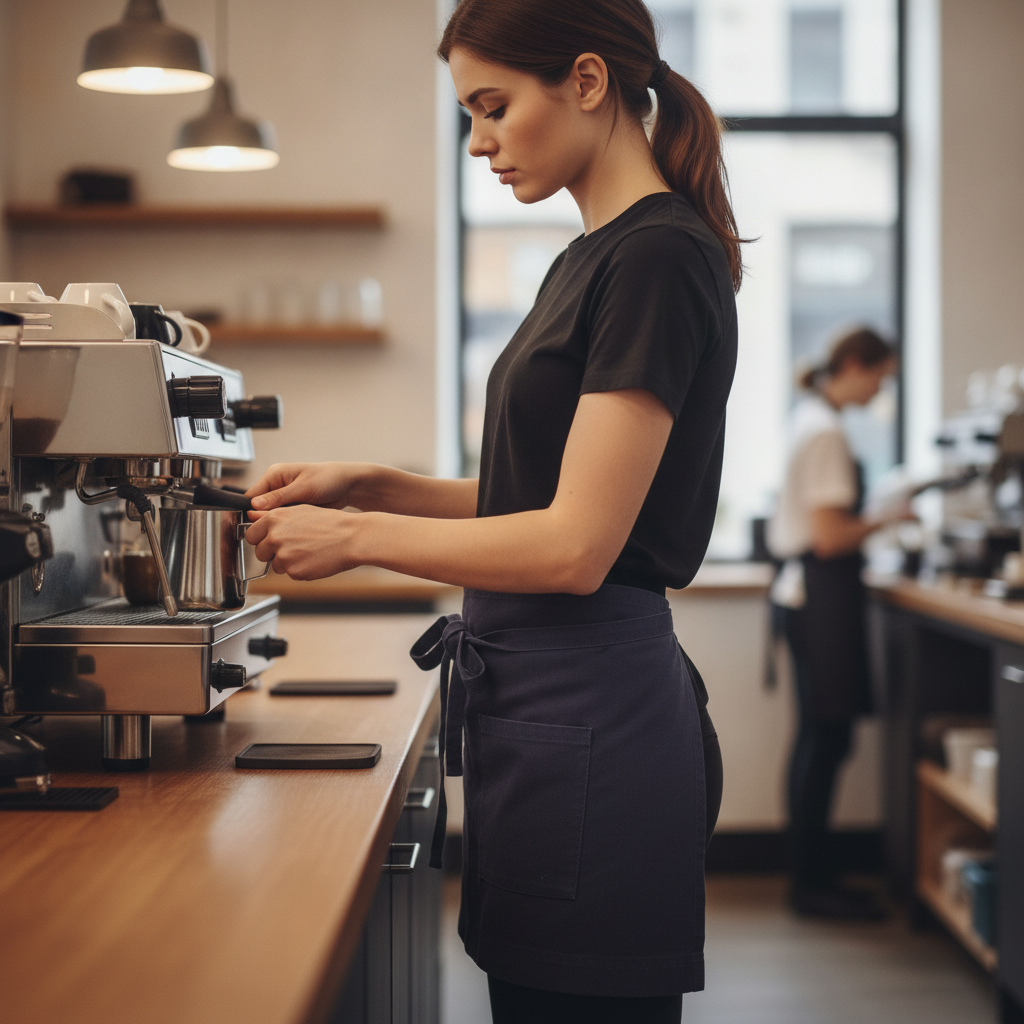 Cotton Canvas Waist Apron Navy for Front of House Service