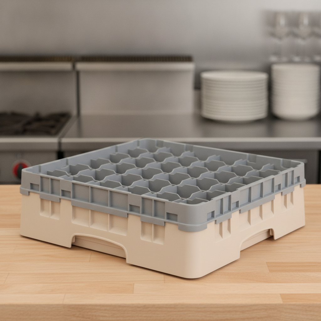 Polypropylene Beige Camrack with 36 Compartments for Safe Glassware Transport