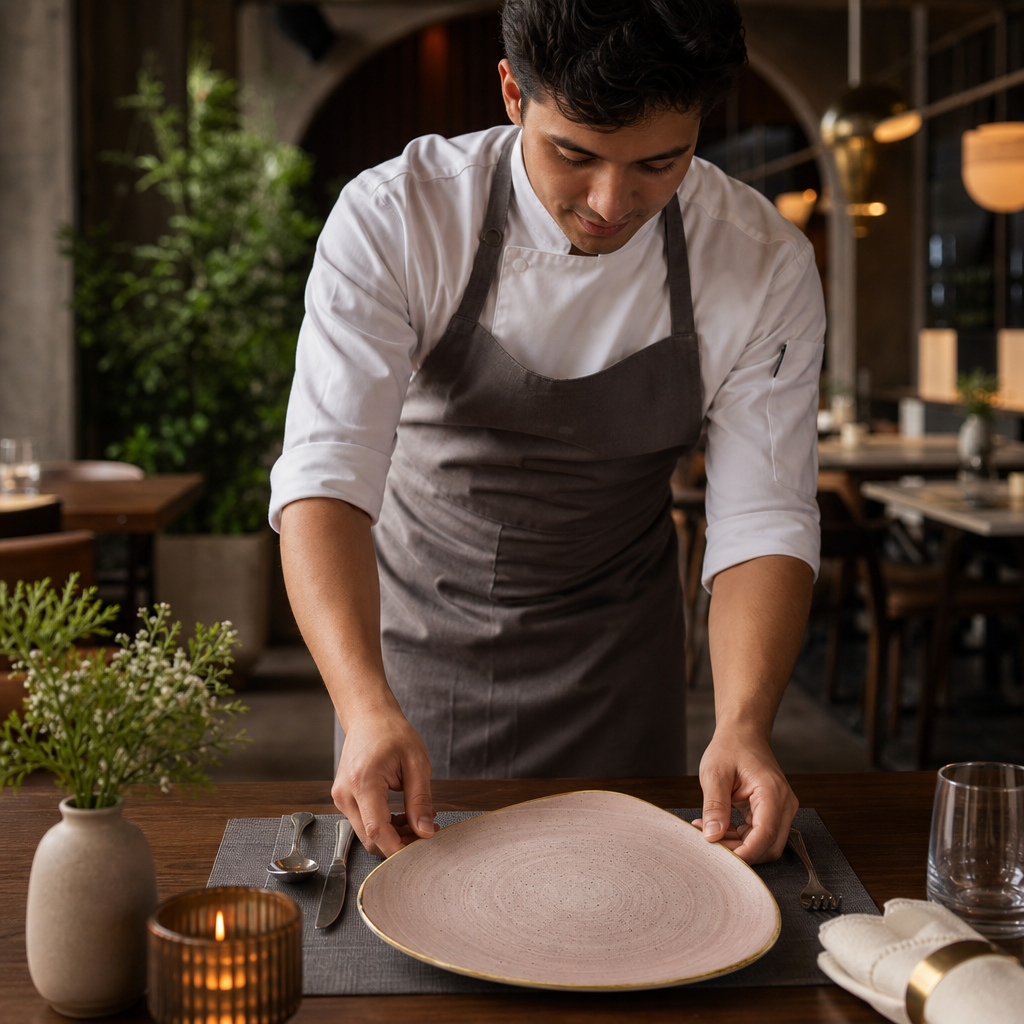 Plates Vitrified Ceramic 265mm Terracotta for Restaurants (Pack of 12)