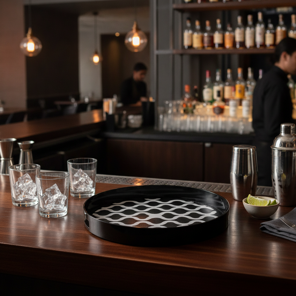 Polycarbonate Round Non-Slip Tray 300mm for Catering & Hospitality