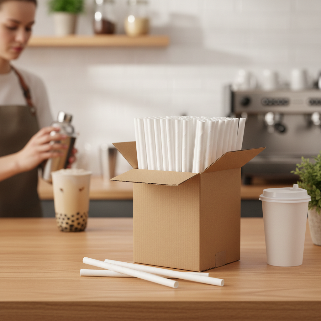 Paper Bubble Tea Straws 210mm for Eco-Friendly Beverages (Pack of 150)