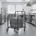 Steel Tray Stacking Trolley for Food Service Areas