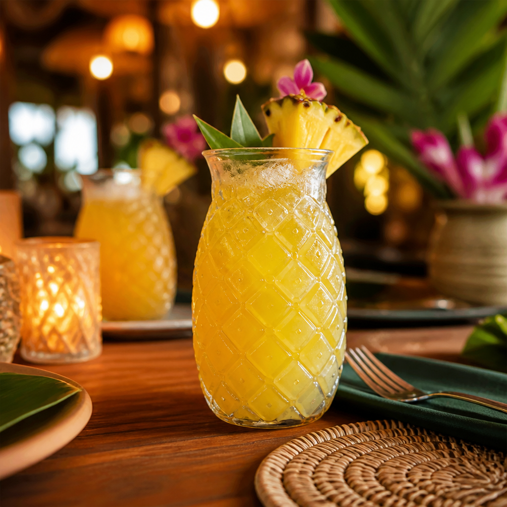 Clear Soda-Lime Glass Tiki Pineapple Glasses 500ml for Tropical Cocktails (Pack of 6)