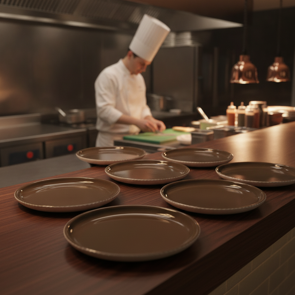 Brown Porcelain Plates 140mm for Catering & Hospitality (Pack of 6)