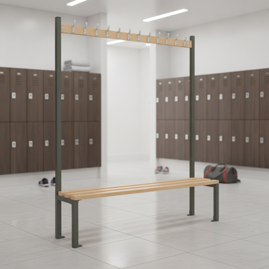 Powder Coated Steel Single-Sided Island Seating for Changing Rooms