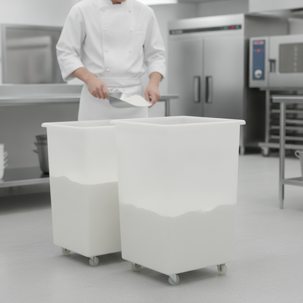 Polyethylene Mobile Ingredient Bin 118L for Food Storage