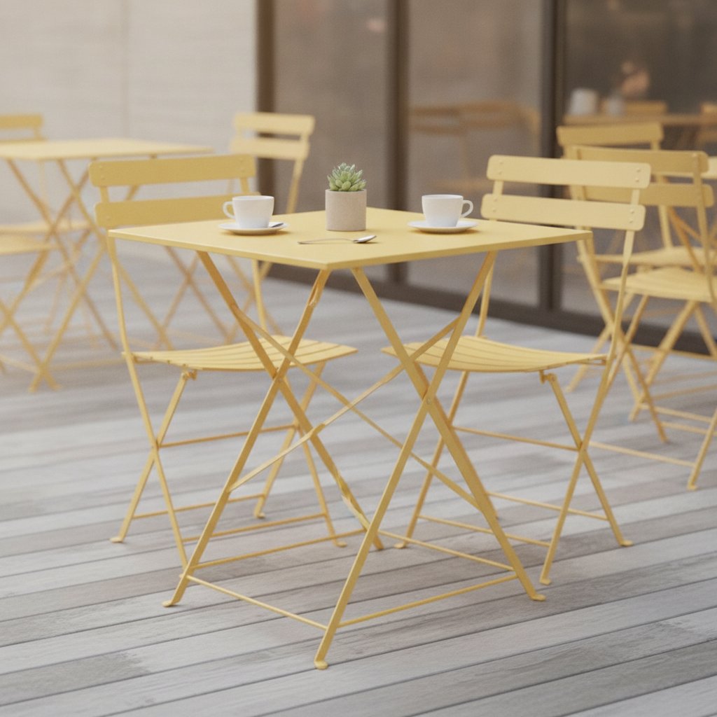 Powder Coated Steel Square Table 600mm for Indoor & Outdoor Use