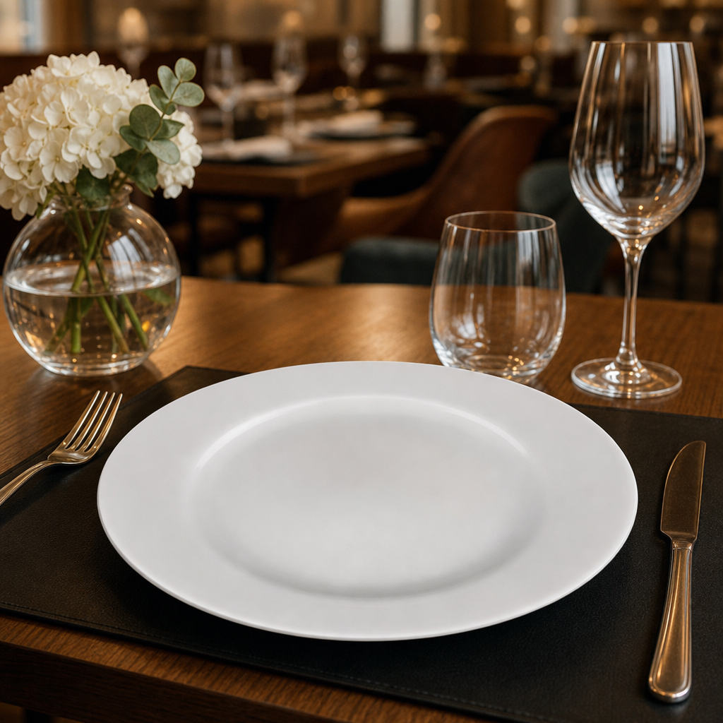 Wide Rim Plates 210mm White Porcelain for Dining and Entertaining (Pack of 12)